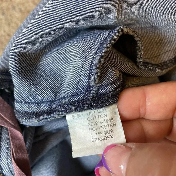 VTG FISHING JEANS Y2K MID RISE DARKBLUE Floral XL RAVE PUNKY FISH STRETCH POCKET - Picture 6 of 12